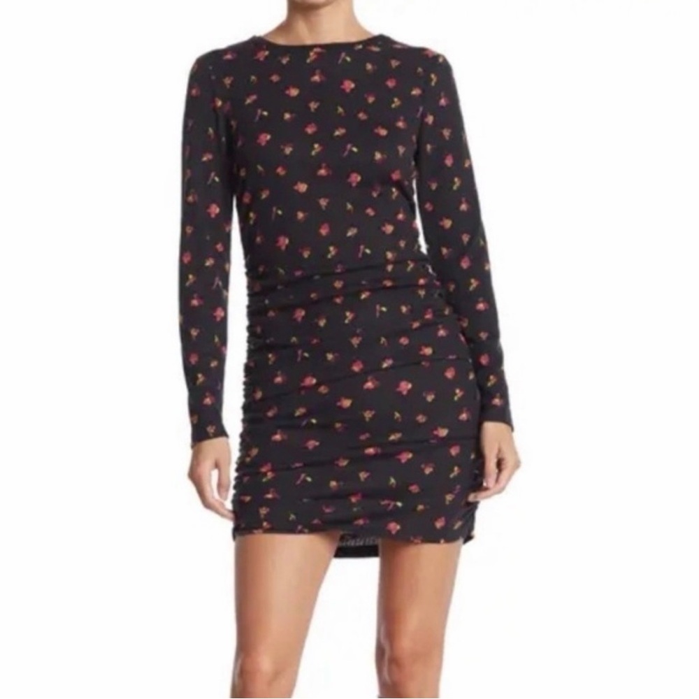 Abound Nordstrom Foral Ribbed Dress with ruched sides (S)